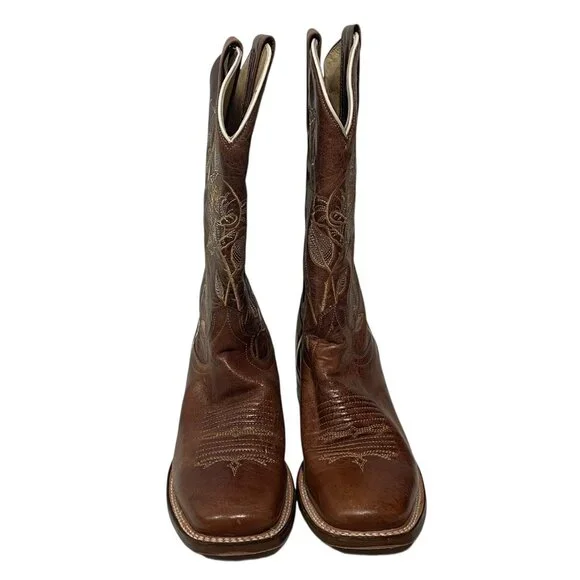 Roper Womens Desert Rose Cowboy Boots Brown Leather Square Toe Sz 6 Western - Picture 9 of 15